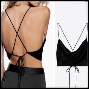 ⭐️3/$25⭐️ NWT Zara Strappy Backless Satin Crop Top